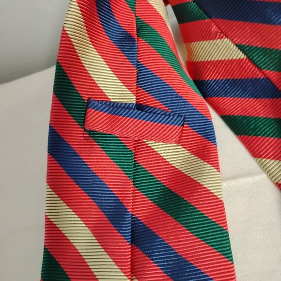 ❤️NWT FACONNABLE MADE IN FRANCE Multi Striped 100% SILK STRIPED NECK TIE - Picture 4 of 9
